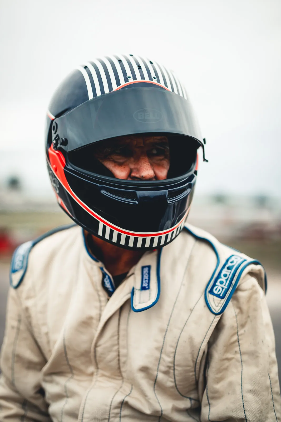 Domingos with his helmet on