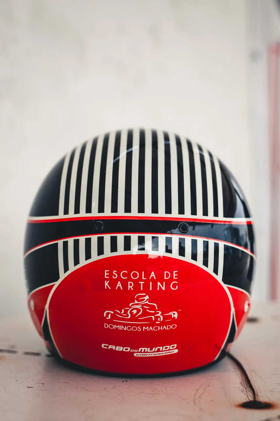 Domingos' helmet: Escola de Karting, Domingos Machado, Cabo do Mundo